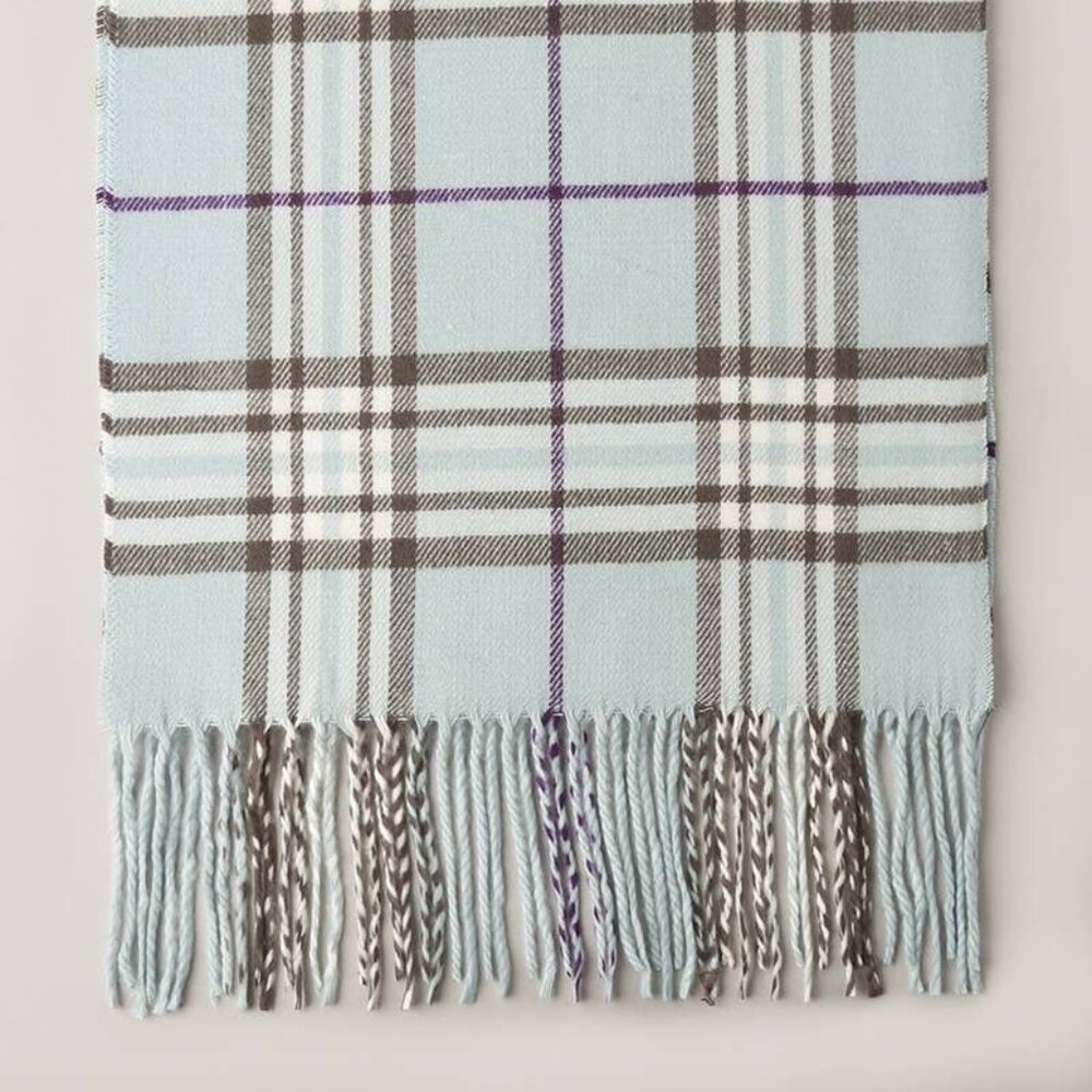 Icy Blue Tartan Muffler Scarf